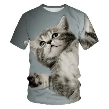 Mode 2020 Nye Cool T-shirt til drenge/piger 3d-Tshirt Udskrive to kat kortærmet Sommer Toppe, t-Shirts T-shirt Børn 4-14T