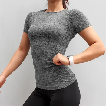 Afgørende problemfri fitness top-shirt til kvinder fitness yoga top åndbar yoga-shirts aktiv sport shirt