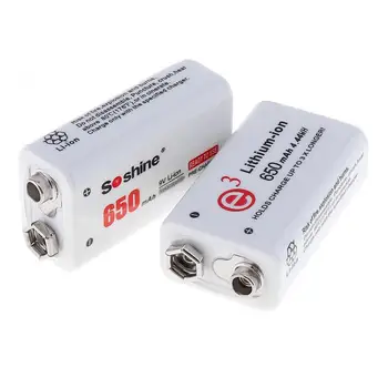 Soshine 4stk 6F22 650mAh 9V Li-ion Genopladeligt Batteri med Bærbare Batteri Kasse til Multimeter / Trådløse Mikrofon / Alarm