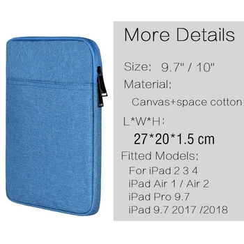 Nye Nylon Sleeve Etui til Apple iPad 2 3 4 Luft 1 Luft 2 Pro 9.7 2017 2018 Sleeve Taske-Etui til iPad 2018 5th 6th 9.7