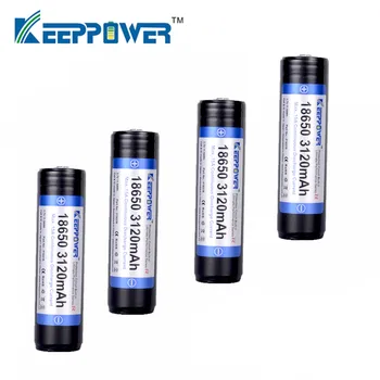 4 stk KeepPower 3120mAh 18650 batterier P1831R beskyttet li-ion genopladeligt batteri Max 15A udledning drop shipping Oprindelige