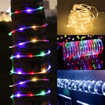 7m / 12m Sol Rør Lys String LED Udendørs Vandtæt Dekorativ Lampe Jul Have Dekorative Lys