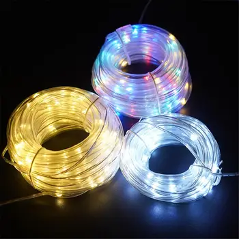 7m / 12m Sol Rør Lys String LED Udendørs Vandtæt Dekorativ Lampe Jul Have Dekorative Lys