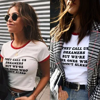 Trendy Kvinder tøj Løse Korte Ærmer Bomuld Casual Bluser rund hals pullover brev shirts print én stykker
