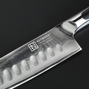 KEEMAKE 5 tommer Santoku Køkken Knive Japansk Damaskus VG10 Stål Skarpe 60HRC Blade G10 Håndtere Kokkens Kniv Frugt Cutter Værktøjer