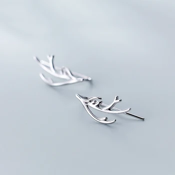 MloveAcc 925 Sterling Sølv Deer Antler Stud Øreringe til Kvinder, Piger, Mode, Fine Sølv Smykker