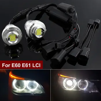 2stk 160w Canbus Angel Eyes LED-markeringslys / hvid BMW 5-Serie E60 E61 LCI Halo Ring Lys Pære Forlygte Bil Styling