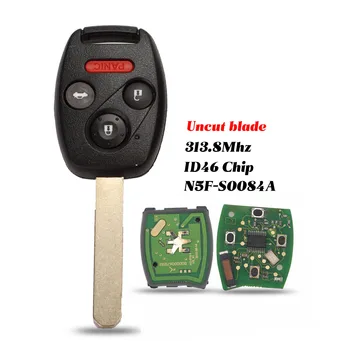 Jingyuqin Nye 313.8 MHz ID46 chip, 3 Knapper, Bil Fjernbetjening Nøgle Shell For Honda Civic Si EX 2006 2007 2008 2009 2010 2011 For Honda