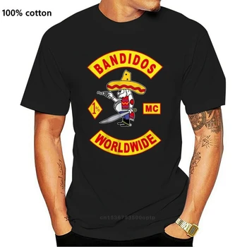Bandidos MC Verdensplan Logo Motorcykel Klub T-Shirt Størrelse S-3XL