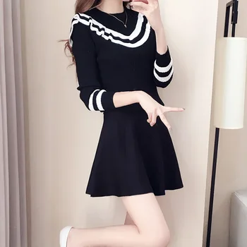 2019 Foråret Efteråret Sæt 2stk Kvinder Strikkede Sweater Kjole koreansk Japansk Stil Mini Kjole Sweater Toppe To-delt Sæt, der Passer