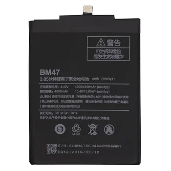 BM47 batteri Til Xiaomi Redmi 3 3S 4X 3X Udskiftning af Batterier 4000mAh Høj Kapacitet Lithium Polymer Batería