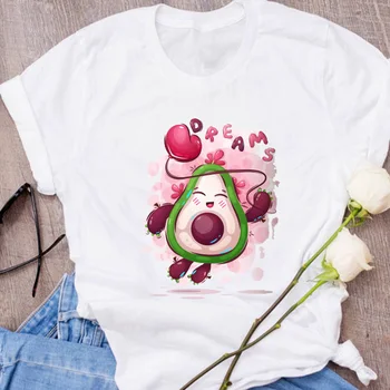 Kvinder Grafisk Avocado Par Elsker Tegnefilm Frugter, Tøj, Blomster Dame T-Shirts Print-Toppe-Tøj Kvindelige T-Shirt Dame T-Shirt