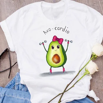 Kvinder Grafisk Avocado Par Elsker Tegnefilm Frugter, Tøj, Blomster Dame T-Shirts Print-Toppe-Tøj Kvindelige T-Shirt Dame T-Shirt