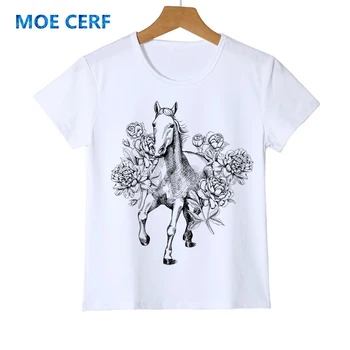 Ny Mode Sjove Hest Kostume Trykte T-shirt Hånd Malet Dreng/Pige/Baby Hipster O-hals Cool tee Mærke Tøj Y14-10