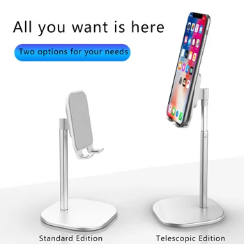 Luksus Smart Phone, Tablet Teleskopisk Desktop Stand Holder Til iPhone, Samsung, Huawei Xiaomi Oneplus Mobiltelefon Metal Support