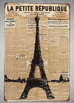 1pc Paris France Eiffel tower avis Tin Plade Tegn væggen mand cave Dekoration Mand cave Art Plakat vintage metal