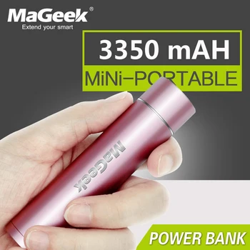 MaGeek Power Bank 3350mAh Portable Backup Power Batteri Externe Oplader Powerbank til Samsung Xiaomi Mobiltelefon [Pink]