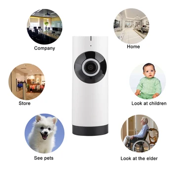 IP-Kamera 180 Graders Vidvinkel Fiskeøje Len HD 720P WiFi To-Vejs Audio Baby Monitor Husstand Sikkerhed CCTV Cam Motion Detection