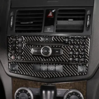 Midterkonsollen klimaanlæg, CD-Panel Dækker Trim 2stk Til Mercedes Benz C-klasse W204 C200 C260 C300 C180 2007-10 Carbon Fiber
