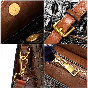 WESTAL ægte læder kvinder taske vintage designer luksus mærke crossbody taske dame skulder taske-krokodille mønster bag 99343