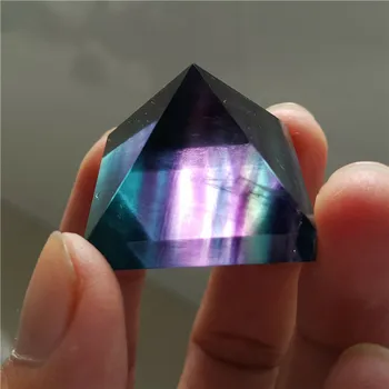 35-50mm Naturlige Fluorit kvartskrystal Poleret pyramide Prøve Healing
