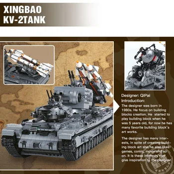 XingBao 06006 3663Pcs Kreative MOC Militære Serie KV-2 Tank Sæt børn Uddannelsesmæssige byggesten Mursten Legetøj Model Gif