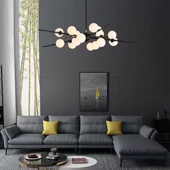 2021 NYE Moderne Luksus Glas Kugle LED Lysekrone Til Levende Spisestue Hængende Lamper Loft Monteret Armatur Pendel