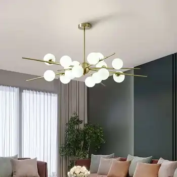 2021 NYE Moderne Luksus Glas Kugle LED Lysekrone Til Levende Spisestue Hængende Lamper Loft Monteret Armatur Pendel