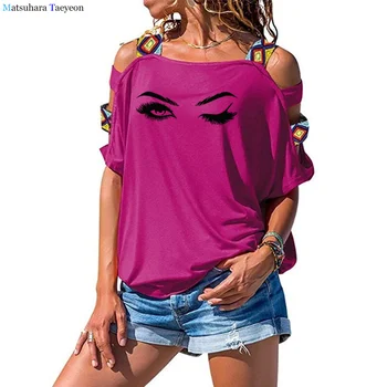 Mode Vipper & Bryn Print Sjove T-Shirt Til Kvinder Harajuku Kortærmet Sommer Tee Shirt, Toppe Kvinder 2020 TShirt Hule Skulder