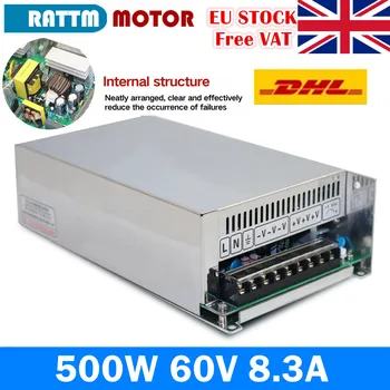 [EU Levering] 500W 60V DC Switch Strømforsyning! 60V Power Enkelt Output Skummende Mill Skære Laser Gravør Plasma-8.3 En