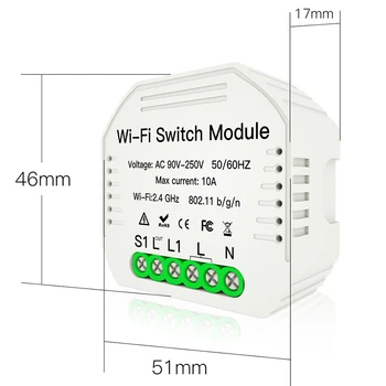 Wifi Smart Light Switch Diy-Breaker Modul Smart Liv/Tuya APP, en Fjernbetjening,der Virker med Alexa Echo Google Startside 1/2 Måde
