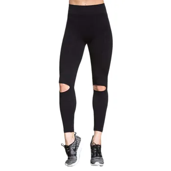 SALSPOR Sort Kvinder Leggings Mode Rippet Høj Talje Polyester Træning Komfortable Activewear Slank Stor Størrelse Trænings-og Leggings