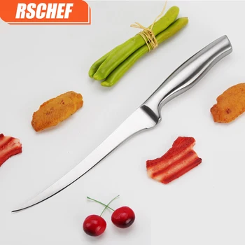 RSCHEF 7 tommer Kvalitet Rustfrit Stål Køkken Filet Kniv Eviscerate Fisk Skulptur Kniv Japansk Stil Udbening Knive