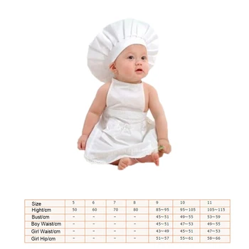 Hvide Forklæde Hat Passer Til Kok Tøj Fotografering Rekvisitter Spædbarn Baby Buksetrold Skydning Rekvisitter, Kostume Studie Fotografering Tøj