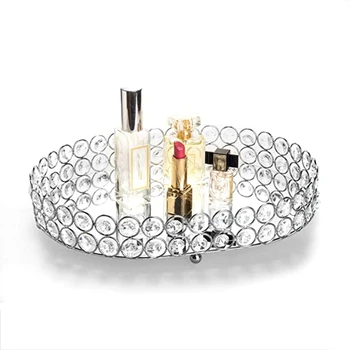 Spejl-Bakke Crystal Kosmetiske Parfume Dekorative fyrfadslys Smykker Nipsting Magasin Vanity Makeup Skuffe Kommode for Opbevaring Badeværelse