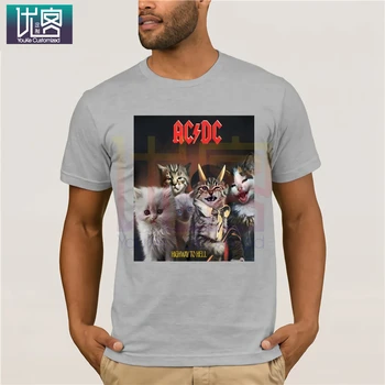 AC - & DC-Highway to Hell Kat Sjov Parodi t-shirt til Sommeren mænds kortærmet t-shirt Sjove Tees Bomuld, Toppe, T-Shirt
