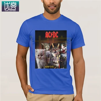 AC - & DC-Highway to Hell Kat Sjov Parodi t-shirt til Sommeren mænds kortærmet t-shirt Sjove Tees Bomuld, Toppe, T-Shirt