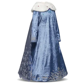 Nye Mini kjole med lange ærmer pige kostume part kjole snow queen Anna piger tøj vestidos infantis Congelados disfraz princesa