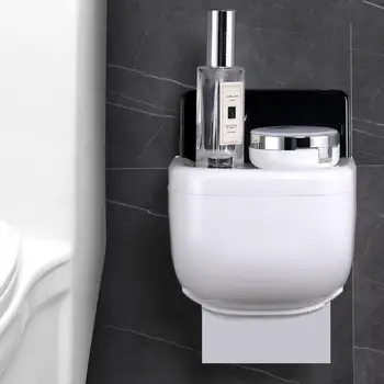 Toiletpapirholder Vandtæt Mobiltelefon Opbevaring vægmonteret Hylde Rack Skuffe Rulle Papir, Rør, Væv, Kasse Hjem Badeværelse CSV