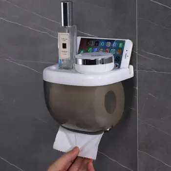 Toiletpapirholder Vandtæt Mobiltelefon Opbevaring vægmonteret Hylde Rack Skuffe Rulle Papir, Rør, Væv, Kasse Hjem Badeværelse CSV