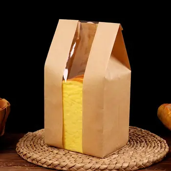 50stk Kraftpapir Brød Klar Undgå Olie Pakning Toast Vinduet Bag Bagning Takeaway Mad, Pakke Taske Kage