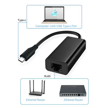 Lcone USB-C Gigabit Ethernet Rj45 Lan-Adapter, USB Type C til USB 3.0 HUB 10/100/1000M-netværkskort til MacBook ChromeBook