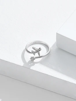 PFHOO 925 Sterling Sølv, der Flyver Fly Åbne Finger Ringe Til Kvinder Klare CZ Justerbare Ringe Fine Sølv Smykker Nye Ankomst