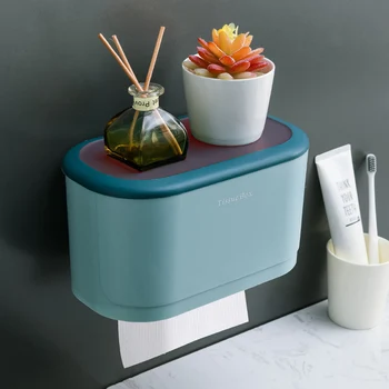 GURET Bærbare Toilet Skuffe Husstand opbevaringsboks Vandtæt Tissue Box vægmonteret Badeværelse Opbevaring Hjem Badeværelse Tilbehør