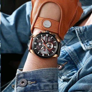 Relogio Masculino CURREN Mode Luksus Mænd Watch Militære Chronograph Læder Armbåndsur Vandtæt Analog Quartz Mandlige Ur