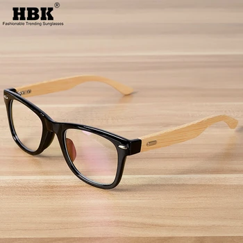 HBK Retro Bambus Ramme Klare Briller til Mænd, Kvinder Vintage Unisex Træ Tempel Optiske Briller Rammer Gennemsigtig Linse Briller