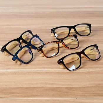 HBK Retro Bambus Ramme Klare Briller til Mænd, Kvinder Vintage Unisex Træ Tempel Optiske Briller Rammer Gennemsigtig Linse Briller