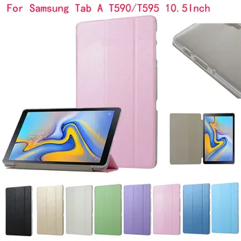 Tablet etui Til Samsung Galaxy Tab En T590/T595 10.5 tommer 2019 Slank Stødsikkert Stå fast farve Klud Korn Beskyttende Sag