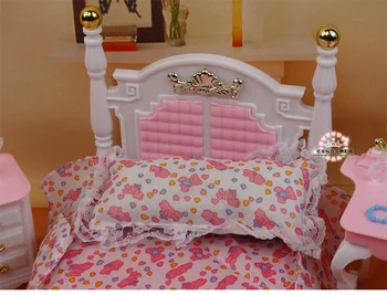 Ægte møbler soveværelse til barbie prinsesse seng dukke tilbehør 1/6 bjd dukke hus mini kommode skab sæt barn toy gave