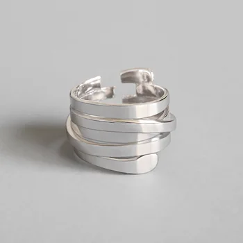 Justerbar Størrelse Åbning 925 Sterling Sølv, Multi-lag Finger Ring Engagement Smykker jz489